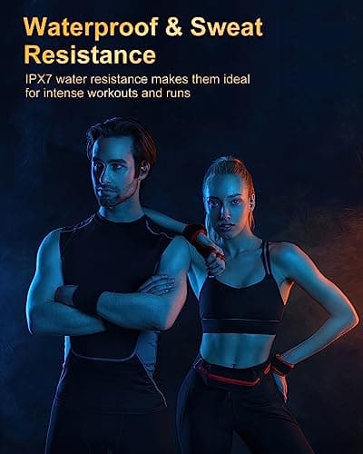 Wireless Earbuds Bluetooth 5.3 Headphones Sport, 2024 Wireless Earphones with Earhooks, HiFi Stereo Deep Bass with ENC Mic, 40H Dual LED Display, IPX7 Waterproof Ear Bud for Small Ear Running/Workout 6