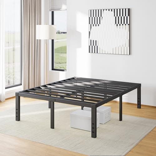 Furnitui 18 Inch High Metal Queen Bed Frame, Platform Bed Frame Queen Size No Box Spring Needed, Easy Assembly, Noise Free, Sturdy, Black 8