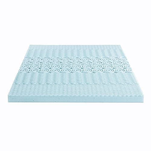Mellow 4 Inch 5-Zone Memory Foam Mattress Topper, Cooling Gel Infusion, Dorm Essentials, Queen Blue 7