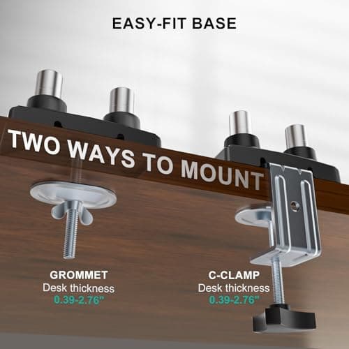 WALI Dual Monitor Stand for 13-32 inch Computer Screens, Dual Monitor Arms for 2 Monitors Holds up to 22 lbs, Height Adjustable Gas Spring Dual Monitors Mount, VESA 75x75/100x100mm (GSMP002N), Black 8