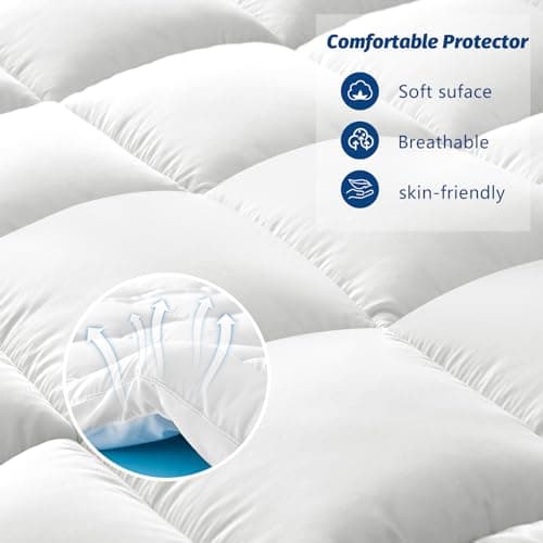 MEUDYT Memory Foam Mattress Topper Queen Size - 3 Inch Dual Layer Mattress Pad - 2 Inch Cooling Gel Memory Foam Plus 1 Inch Pillow Top Cover - Ultra Soft Support for Back Pain 7