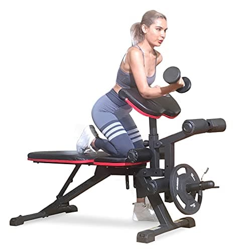 HARISON Adjustable Weight Bench with Leg Extension and Preacher Pad, Flat Incline Decline Exercise Bench for Home Workout Weight Training (2024) 8