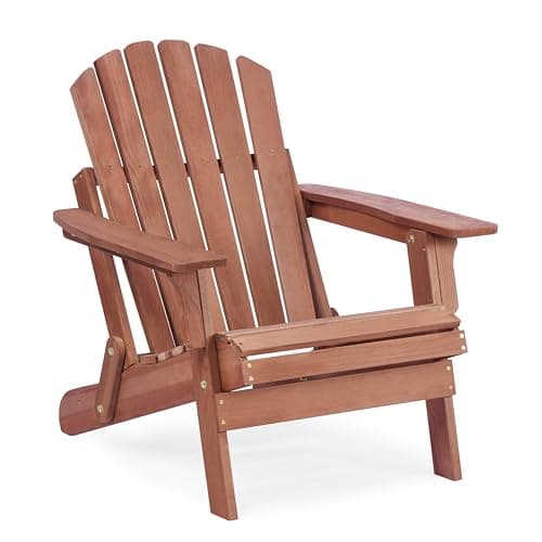 Oversized Wooden Folding Adirondack Chair with Pre-Assembled Backrest and Seat Board, Lounge Chair for Outdoor Patio Garden Lawn Backyard Firepit Deck Pool Beach