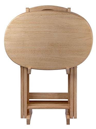 Winsome Nathan Snack Table Set with Stand, for Living Room, Natural, Set of 4 Tables 5