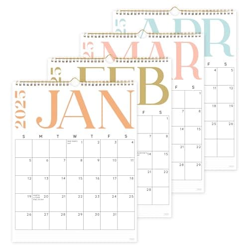 S&O Modern Vertical 2025 Wall Calendar - Tear-Off Monthly Calendar - 18 Month Academic Wall Calendar - Hanging Calendar to Track Anniversaries & Appointments - 13.5"x10.5”in