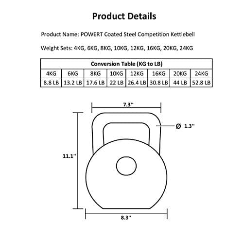 POWERT Competition Kettlebell|Premium Quality Coated Steel|Ergonomic Design|Great for Weight Lifting Workout & Core Strength Training& Muscle Building|Color Coded (F-20KG) 5