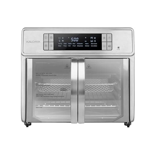 Kalorik Air Fryer Oven MAXX Series 26-Quart Flex Trio with Digital Controls Easy-View Door and 14 Cooking Presets, Converts into Dual 13 Quart Air Fryers, 1700-Watts, Stainless Steel 6