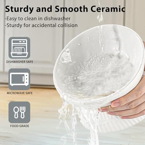 Kopmath Elevated Cat Bowl, Ceramic Tilted Cat Food Bowl, Anti Vomiting, Stress Free on Neck and Spine, Spill-Proof, Anti-Tipping, Dishwasher Safe, Raised Pet Bowls for Indoor, Dry/Wet Food, White 6