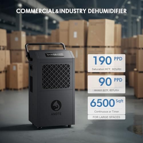 ANDTE 190 Pints Commercial Dehumidifier with Pump，Drain Hose，Industrial Dehumidifiers,Built-In Pump，for Basement, Crawl Space, Auto Defrost,24H Timer 2