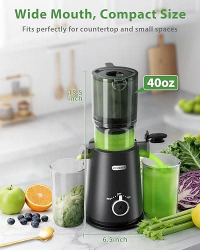 ECOSELF Juicer Machines - Wide Mouth Feed Chute with Self Feeding Hands-Free Design - Cold Press Juicer for Vegetables and Fruits - Juice Extractor Machine High Juice Yield - With Pusher 5
