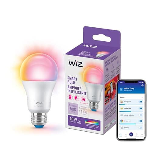 WiZ LED Smart Light Bulbs, Sunset to Sunrise Automation + Motion Detection + Control with Voice or App, Full Color A19 60W 800LM E26 Indoor, Matter Compatible - 1 Pack