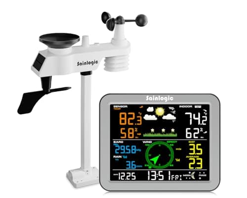 Sainlogic Wireless Weather Station with Outdoor Sensor,Weather Forecast, Temperature,Air Pressure,Humidity,Wind Gauge,Rain Gauge（No WiFi）