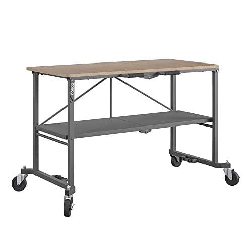 COSCO SmartFold Portable Workbench/Folding Utility Table with Locking Casters, 600 lb. Capacity, MDF Top
