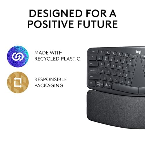 Logitech Ergo K860 Wireless Ergonomic Keyboard - Split Keyboard, Wrist Rest, Natural Typing, Stain-Resistant Fabric, Bluetooth and USB Connectivity, Compatible with Windows/Mac, Black 12
