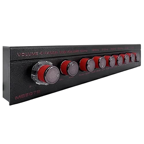 MB Quart MBEQ7B 7-Band 9 Volts 1/2 DIN Pre-Amp Car Audio Graphic Equalizer with Front 3.5mm Auxiliary Input, Rear RCA Auxiliary Input and High Level Speaker Inputs,Silver 6
