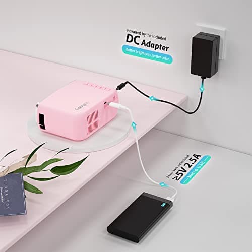 ksbaby Mini Projector for Outdoor Portable Projectors, SmartPhone Screen Can be Mirrored to The Projector Through a Data Cable, Movies-Projector Compatible with HDMI, USB, Type-C, Laptop, TV Stick 7
