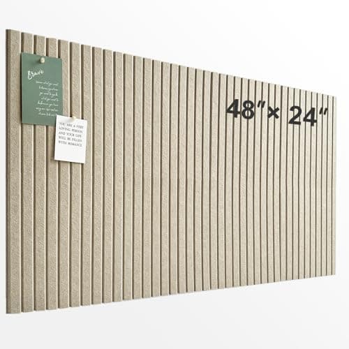 Large Cork Board for Office, 8 Pack Felt Wall Tiles with Slat Wall Paneling and Safe Removable Adhesive Tabs, Felt Bulletin Board Pin Board Cork Boards for Walls - Tan