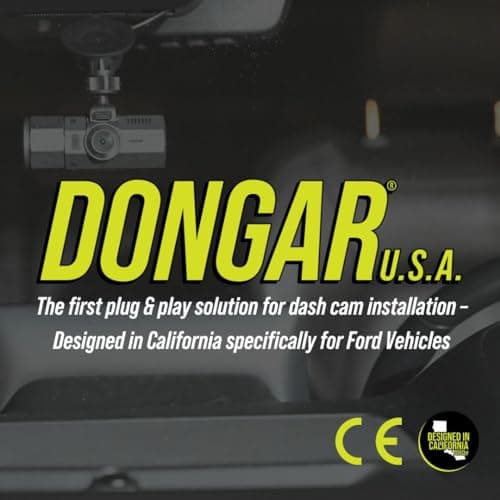 Dongar Dashcam Power Adapter (16-pin Type A) for Ford Vehicles. Compatible with Select Bronco, F150 and More. Built-in USB Power Source, Connects to Rearview Mirror, Easy to Install 9