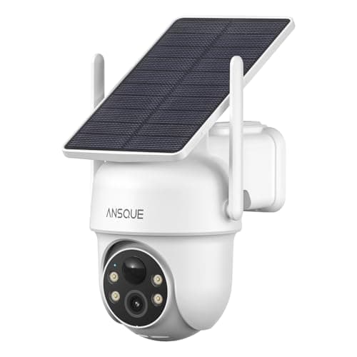 ANSQUE 2K 3MP Solar Battery Powered Security Camera Wireless Outdoor with 360° 360° Panoramic Pan Tilt Zoom, Human Motion Tracking and Smart Alerts, HD Color Night Vision