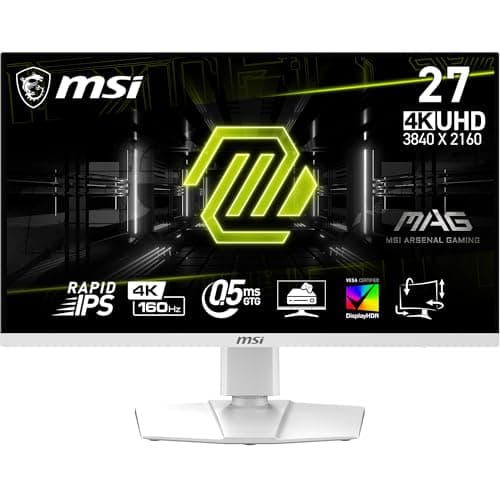 msi MAG 274URFW 27-inch 4K Gaming Monitor, 3840 x 2160 (UHD), 0.5ms Response Time, 160Hz, HDR 400, HDMI, DP Port, Tilt and Height Adjustable