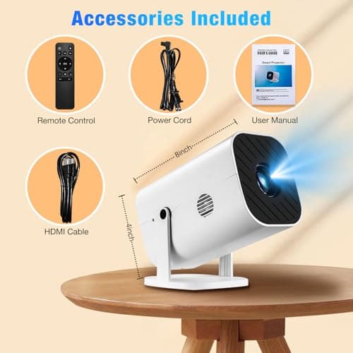 Mini Projector for iPhone, 1080P Small Projector (Built-in Bluetooth 5.3 And Speaker), Supports 4K, 210° Rotatable, Home Video Projector, Compatible With Smartphone/TV Stick/PS5/Computer/HDMI/USB 8