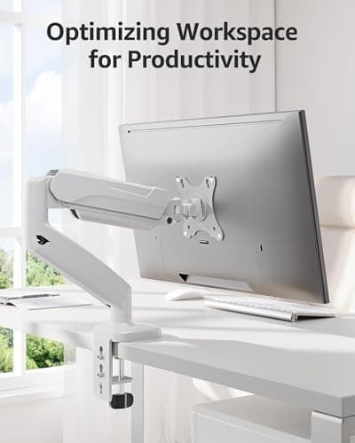 MOUNTUP Single Monitor Desk Mount Holds Screen up to 32 inch, Height Adjustable Monitor Arm, Computer Monitors Stand with Clamp/Grommet Mounting Base, VESA Mounts Fit 4.4-17.6lbs Computer 9