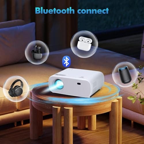 Projector with WiFi and Bluetooth, 500Ansi Native 1080P Projector,Portable Outdoor Projector, Movie Mini Projector Compatible with iOS/Android/HDMI/ TV Stick 3