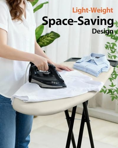 Full Size Ironing Board, Extra wide Foldable Iron Board, Heavy Duty Iron Rest, Height Adjustable & Space-Saving Folding Boards with Heat-Resistant Cover &Thick Pad for Clothes, for Laundry Room, Ivory 7