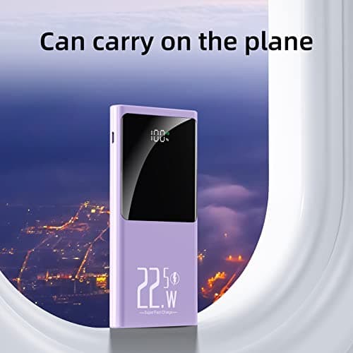 JONKUU Portable Charger 10000mAh, Power Bank 22.5W Fast Charge, Slim Battery Backup with USB C in/Out, LCD Display External Battery Pack for iPhone 16 15 14 13 12, Samsung, Google, Android etc 6