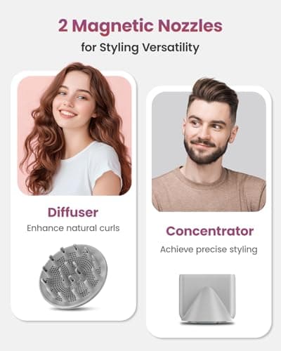 Travel Hair Dryer Dual Voltage for Europe Foldable, High Speed Ionic Blow Dryer Fast Drying,100-240V Portable Dryers with Magnetic Nozzles,1300W, Pink 5