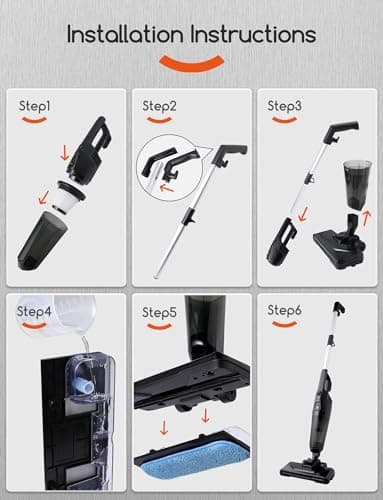 REECOO Stick Vacuum Cleaner with 3 Mop Pads Electirc Mop 600W 18kpa Powerful Suction Corded Upright Vacuum Lightweight Electric mop for Tile Hardwood Floor,Marble Cleaning 6