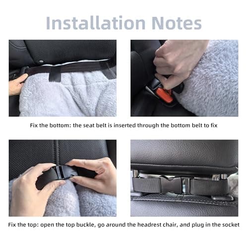 Car Travel Pillow for Adults Kids, Comfortable Sleeping Pillow for Road Trips, Soft Support Cushion for Head and Body in Back Seat, Sleep Aid for Long Car Journeys, Gray 7