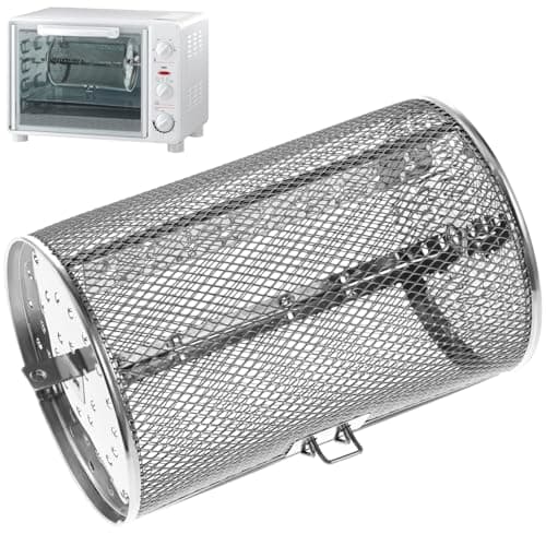 DEARMAMY Air Fryer Oven Basket,360 Degree Heating Rotating Cages Rotisserie Basket for Baking Nuts, Coffee Beans, Peanut or BBQ Roaster Tool,7.09 x 4.72 x 4.72, Stainless Steel