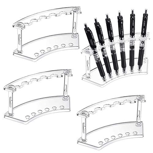 Clear Plastic Pen Holder Display Stand - 4 Pack, 6-Slot Organizer for Home Office & Store Use