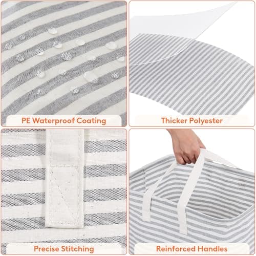 Lifewit 1 Pack Laundry Basket 80L Each, Collapsible Clothes Hamper with Reinforced Handles, Freestanding Waterproof Design for Bedroom and Laundry Room, Grey 80L Total 5