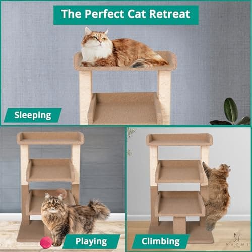 Nala Large Cat Tree Tower with 3 Spacious Platforms, Heavy-Duty Multi-Cat Condo with Sisal Scratching Posts, Stable Anti-Tip Design for Indoor Cats up to 20 lbs 8