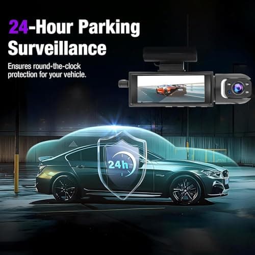 Dashcam Front and Inside,Car Camera Dash Cam for Cars,Driving Recorder with IR Night Vision,Loop Recording,Wide Angle Lens,3.16 Inch IPS Screen,Parking Mode(Front/Inside) 5