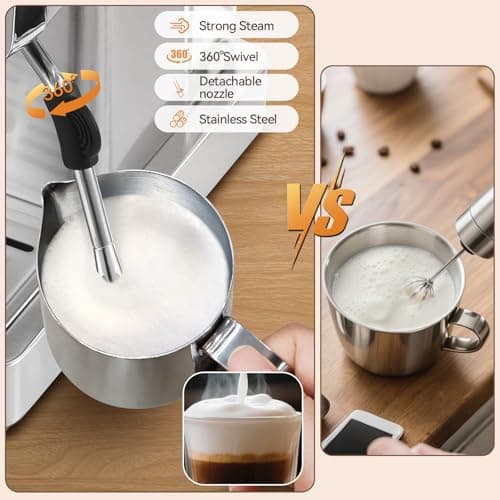 ILAVIE Espresso Machine 20 Bar, Espresso Maker with Steam Milk Frother，Espresso Coffee Machine with 60oz Removable Water Tank for Lattle, Cappuccino, Stainless Steel 5