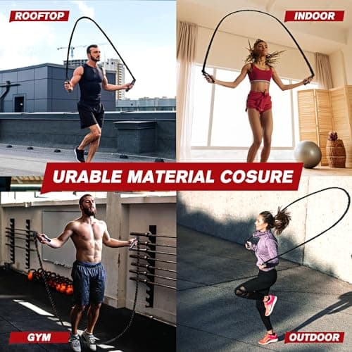 HPYGN Weighted Heavy Skipping/Jump Rope 9.2ft 2.8LB for fitness, Exercise, boxing Gym Training, Home Workout, Improve Strength and Building Muscle, Total Body Workout Equipment for Men 6
