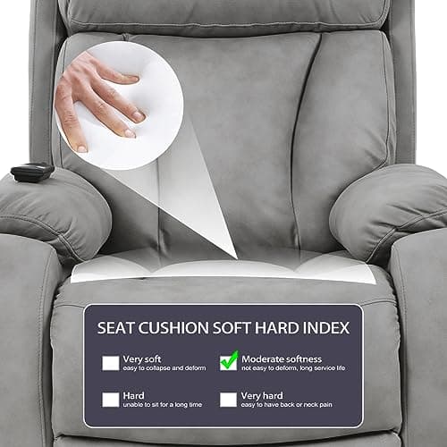 cinkehome Small Power Lift Recliner for Elderly, Lift Chair Recliners, Electric Recliner Chairs for Seniors, Remote Control, Adjustable, Side Pocket (Light Grey) 9