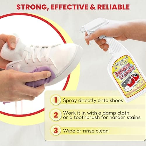 Grandma's Secret Sneaker Cleaner - for Rubber, Canvas, Leather, Stain Remover Spray Removes Dirt, Grime, Grass - Cleaner for Outdoor Shoes, Slippers, Moccasins - 16oz & 3oz Combo 7