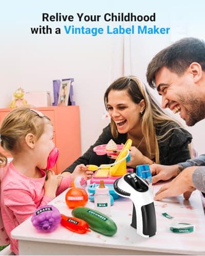 Phomemo Embossing Label Maker Machine, Vintage Embossed Label Maker, Retro Embosser Labeler with 6 Rolls Label Tapes, Old School Label Makers Waterproof for Home Office Kids DIY Crafting -Black 7