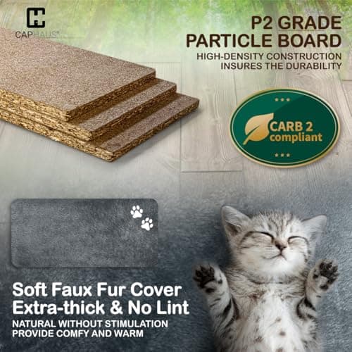 CAPHAUS Cat Tower for Indoor w/Cat Wand Toy, Modern Cute 74-Inch Cat Tree w/Widened Perch for Large Cats Kittens, Multi-Level Cat Activity Tree w/Scratching Posts, Tunnel, Basket, Cat Cave Condo 6