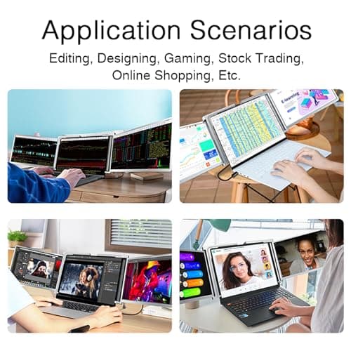 MNN 14" Triple Portable Monitor, FHD 1080P IPS Laptop Monitor Extender Full Function Type-C/HDMI Ports, Foldable Dual Screen Extender for 13.3’’-17.3" Compatible with Windows, Mac 7