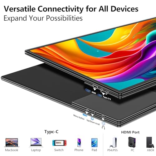 4K Large Portable Monitor 24“ Travel Monitor UHD 3840*2160 120% sRGB External Second Screen for MacBook Laptop Desktop Mini PC W/Stand VESA HDMI USB-C Gaming Display for PS5/Xbox Devices(O2401) (4K) 5