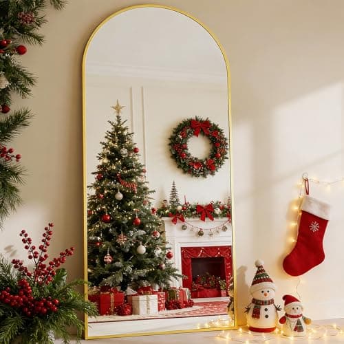 BEAUTYPEAK 65"x24" Arch Floor Mirror, Full Length Mirror Wall Mirrors Hanging or Leaning Arched-Top Full Body Mirror with Stand for Bedroom, Dressing Room, Gold 8