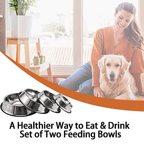 2Packs Stainless Steel Dog Bowl with Anti-Skid Rubber Base for Small/Medium/Large Pet, Perfect Dish, Pets Feeder and Water Choice Puppy Cat Kitten (8oz) 7