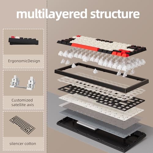 KEYCOOL 75% Wireless Gaming Keyboard RGB Triple Mode Hot Swappable Mechanical Keyboard PBT Keys Gasket Creamy Custom Keyboard Quiet White Switch for Win/MAC 6