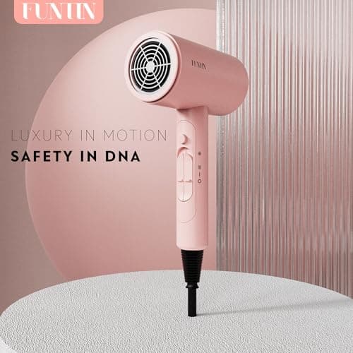 FUNTIN Hair Dryer, Blow Dryer with Diffuser Brush for Women 4C Thick Hair Ionic Hair Dryer(Baby Pink) 5