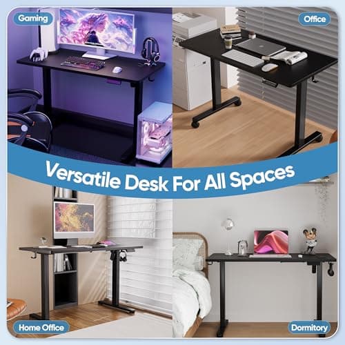 Monomi Electric Height Adjustable Standing Desk, 48x24 Inches, Ergonomic Home Office Sit/Stand Up Desk (Black Steel Frame/Black Top) 10